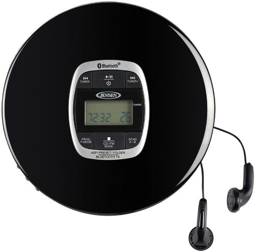Jensen CD-60R-BT Portable CD Player Bluetooth FM Radio 60 Second Anti-skip (Black)-BoldPlay