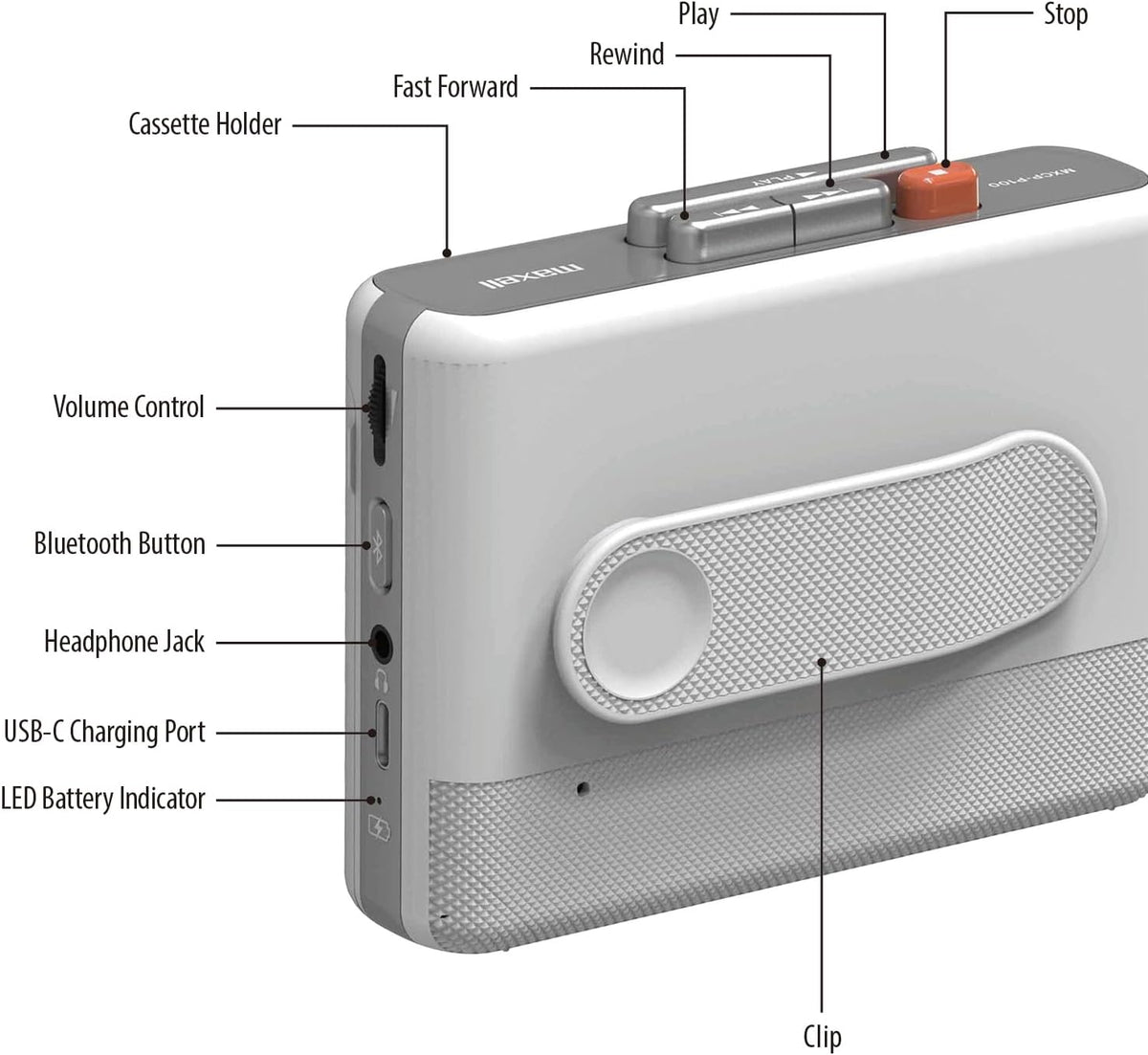 Maxell MXCP-P100 Bluetooth Wireless Cassette Player-BoldPlay
