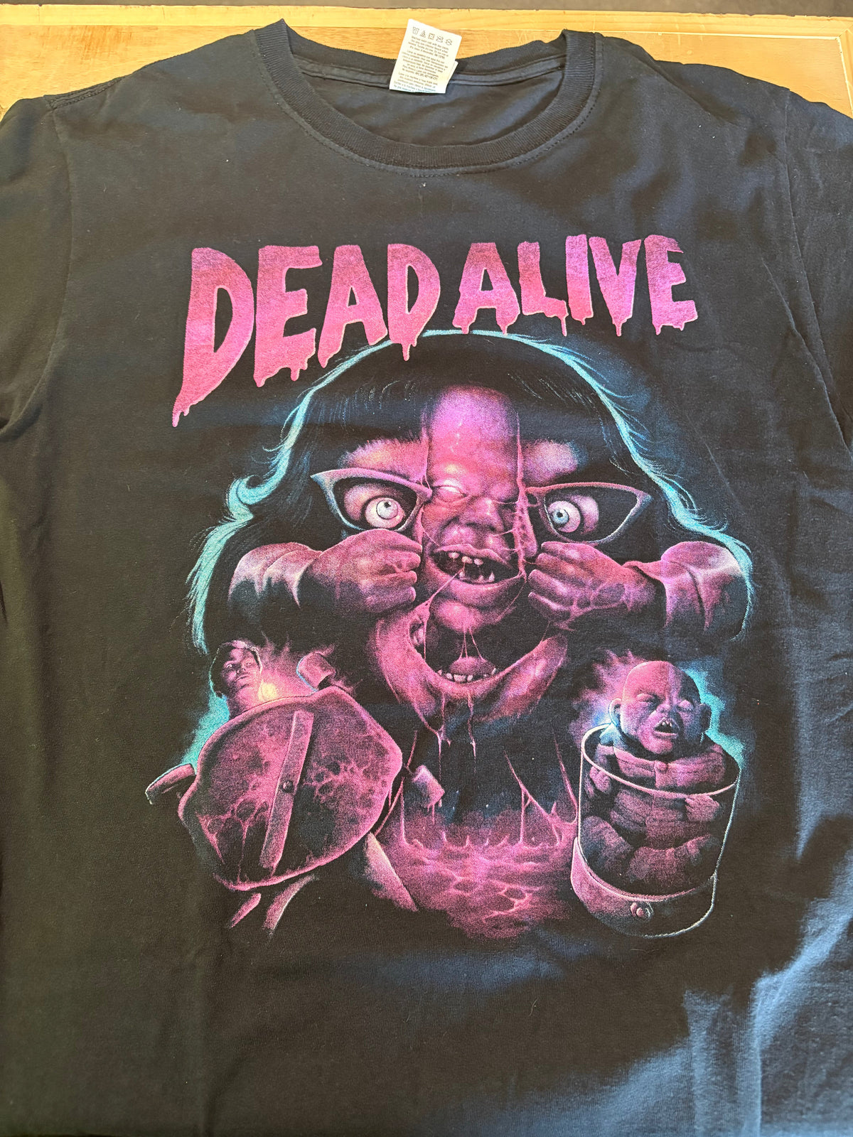 Dead Alive Splitting Face T-Shirt, Black, S-BoldPlay