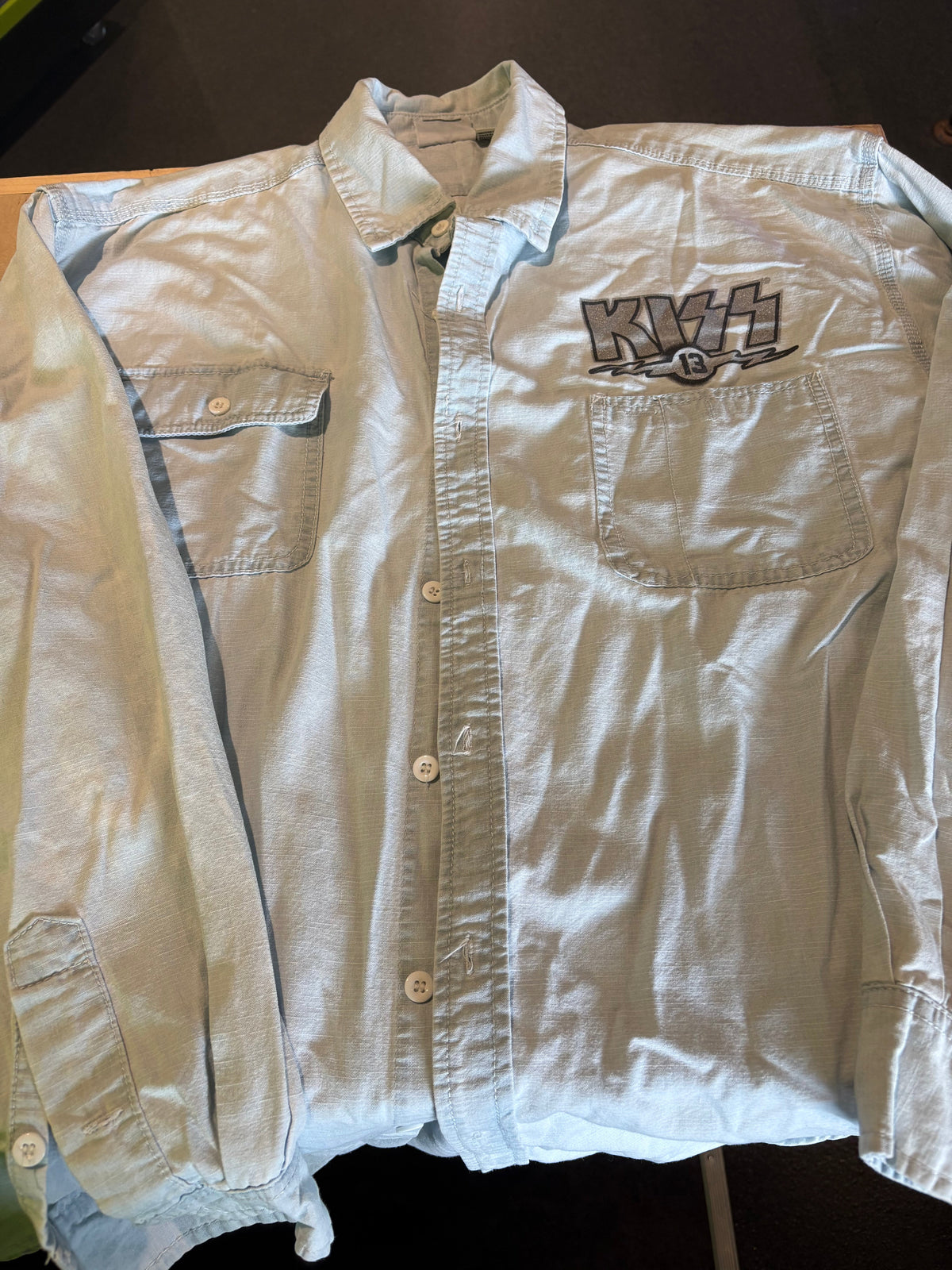 Kiss 13 Longsleeve Button Up, Blue, 2XL-BoldPlay