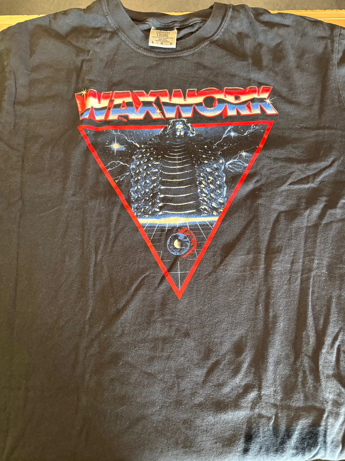 Waxwork 80s Style T-Shirt, Black, L-BoldPlay
