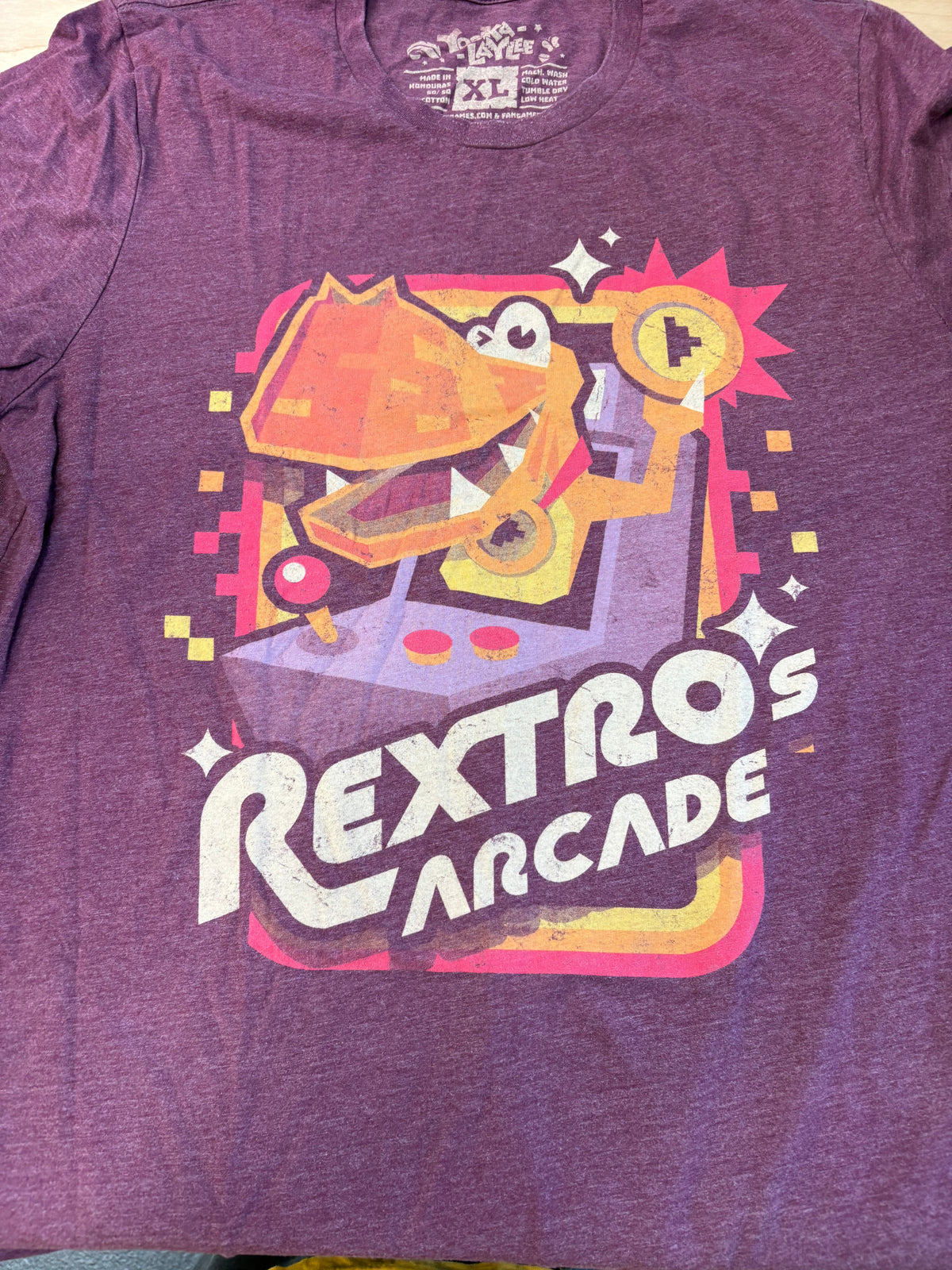 Yooka-Laylee Rextros Arcade T-Shirt, Maroon, XL-BoldPlay