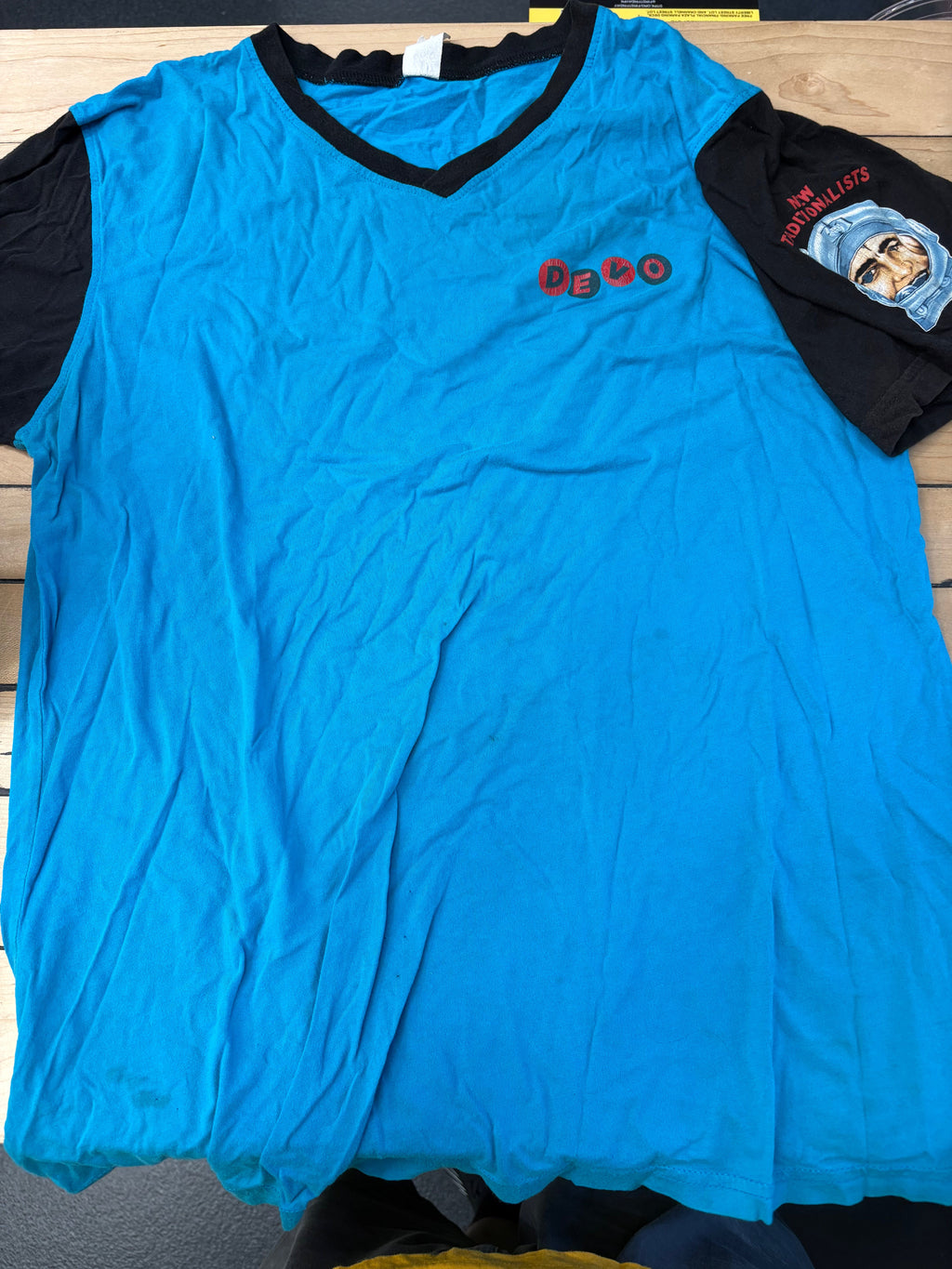 Devo New Traditionalists T-Shirt, Blue, XL (Light Staining, Small Pinholes)-BoldPlay