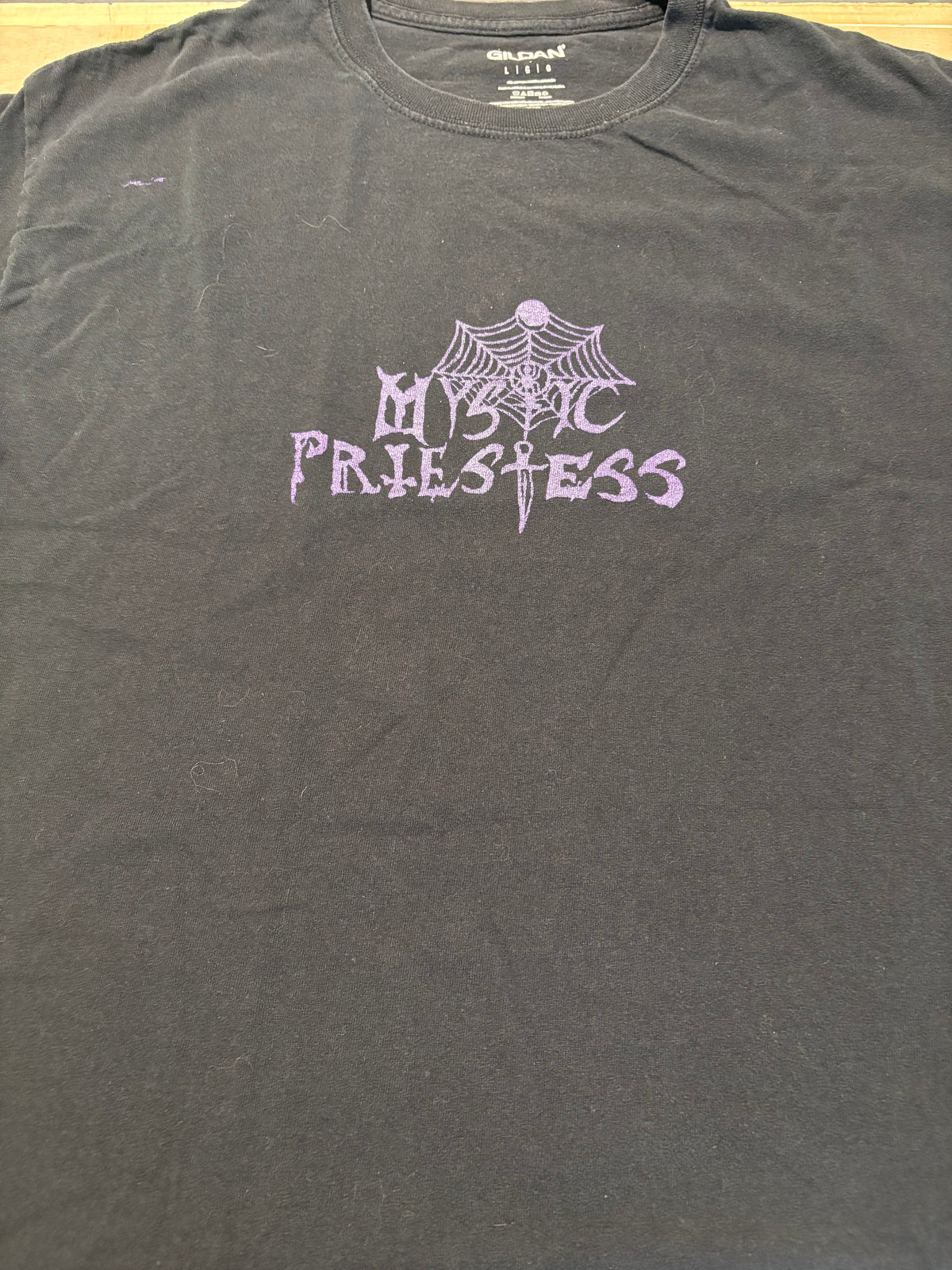 Mystic Priestess Spiderweb Logo T-Shirt, Black, L-BoldPlay
