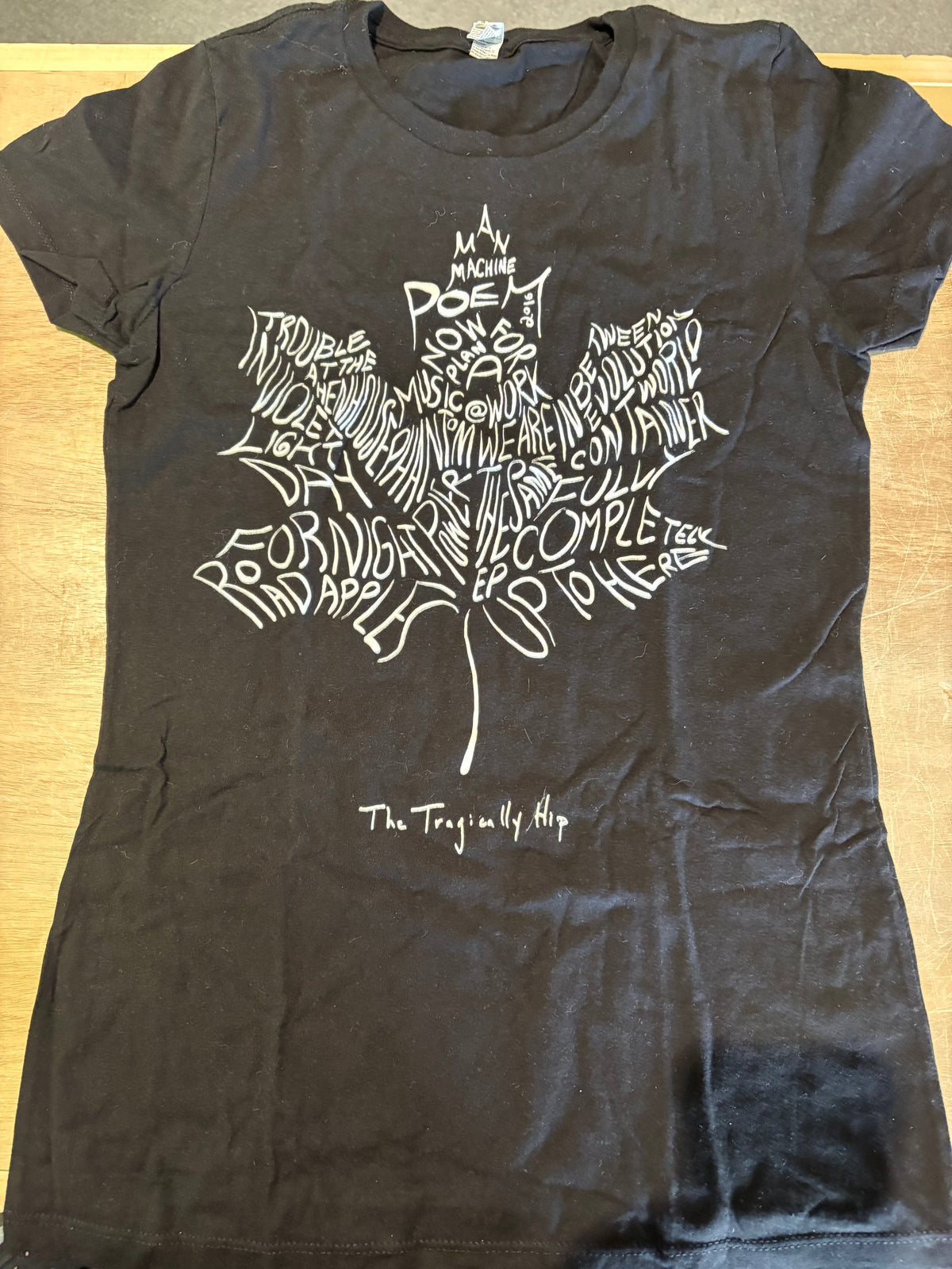 Tragically Hip 2016 Maple Leaf T-Shirt, Black, Junior Medium-BoldPlay