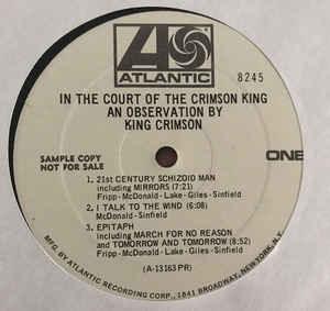 King Crimson- In The Court Of The Crimson King (DJ PROMO/MONO) (Used Vinyl)-BoldPlay
