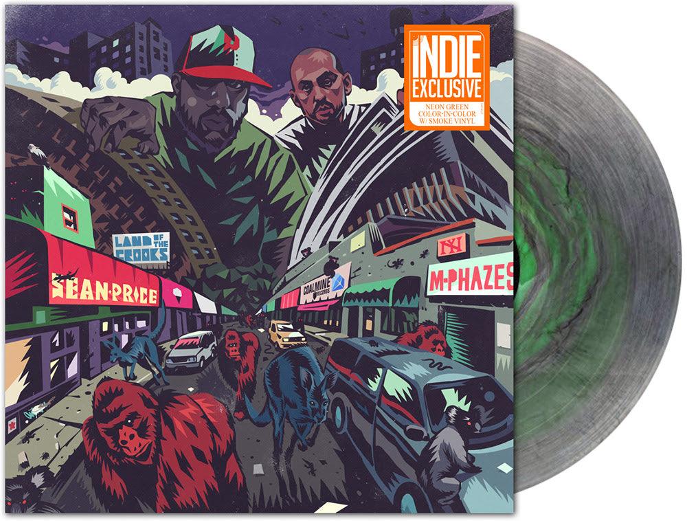 Sean Price & M-Phases- Land Of The Crooks (RSD Essential Neon Green Color-In-Color w/ Smoke Vinyl)-BoldPlay